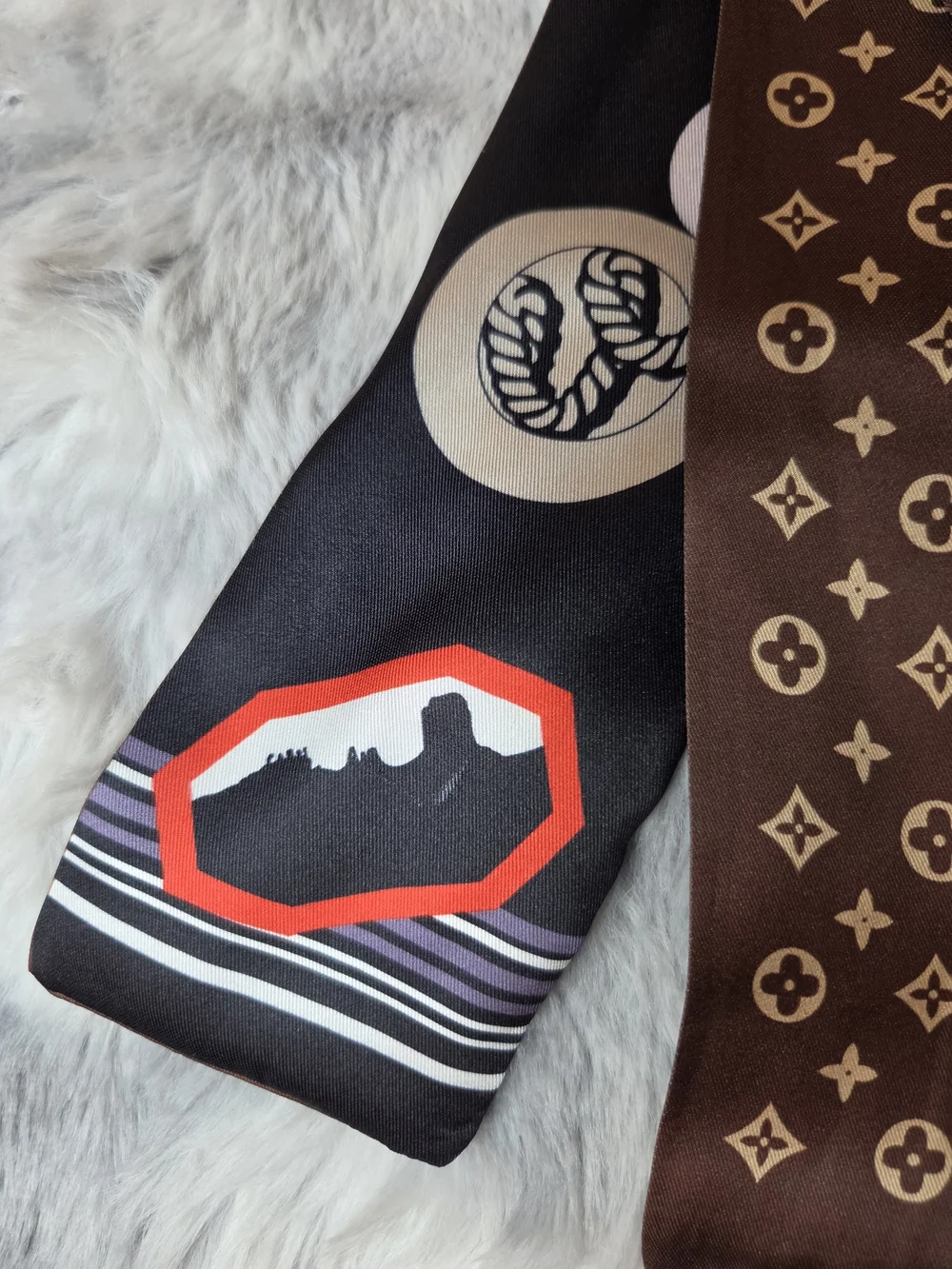 Brown and Black Silk Scarf